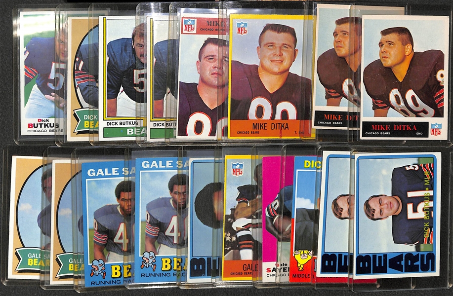 Lot of (18) 1960s and 70s Chicago Bears Greats Dick Butkus, Gale Sayers and Mike Ditka