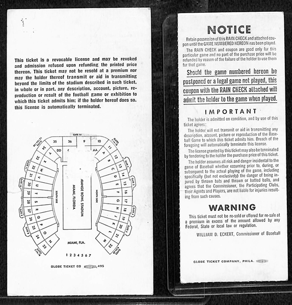 1969 Super Bowl 3 Ticket (Jets v Colts ) & 1966 World Series Ticket (Orioles v Dodgers)