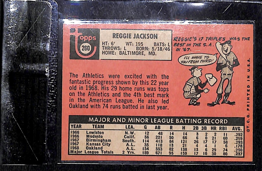 1969 Topps # 260 Reggie Jackson Rookie Graded 6.5 by Beckett Raw Card Review