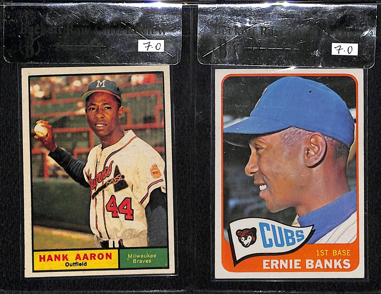 1961 Topps Hank Aaron & 1965 Topps Ernie Banks Both Graded Beckett 7