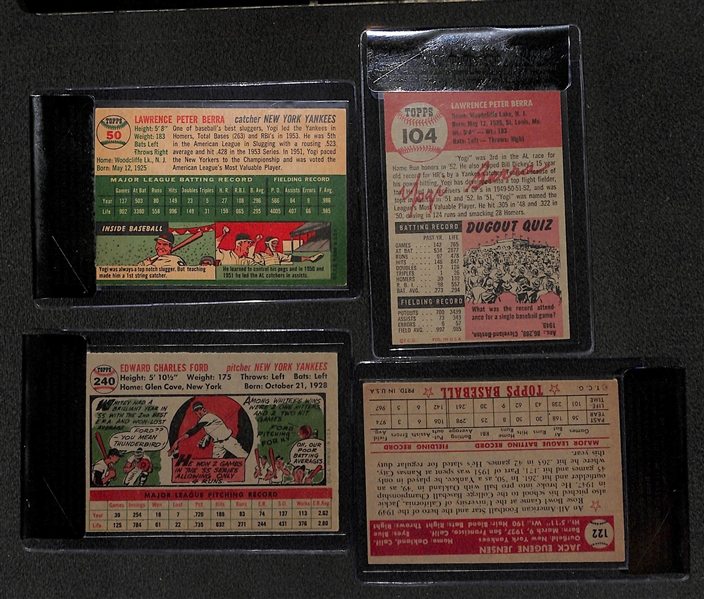 Lot of (4) 1950s Yankee Stars Graded Baseball Cards w. Berra, Ford, Jensen