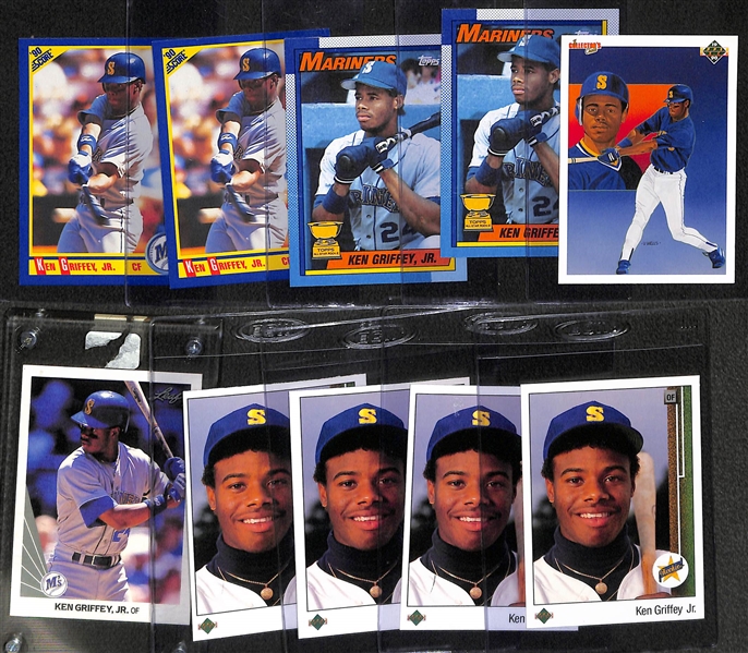 Lot of (10) 1989 and 1990 Ken Griffey Jr. Cards w. 4 Upper Deck Rookies