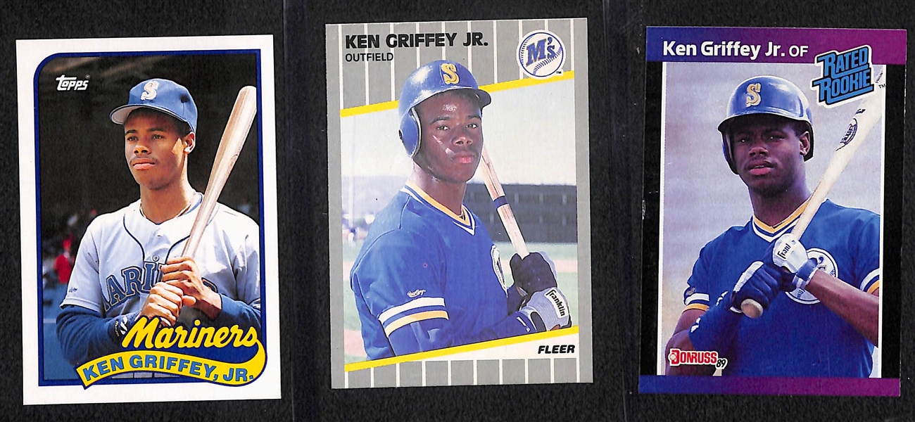 Lot of (20) 1989 Topps, Fleer, and Donruss Ken Griffey Jr. Rookie Cards