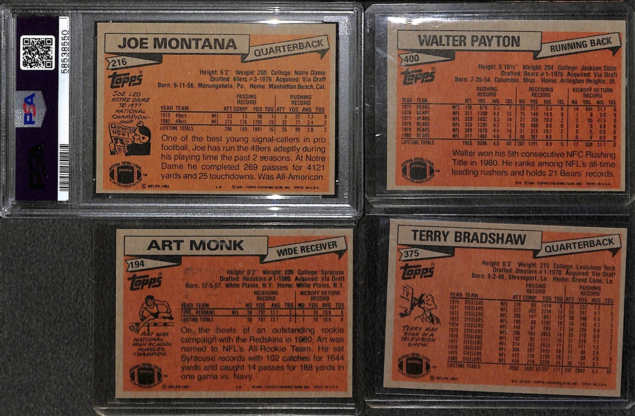 1981 Topps Football Set w. PSA 6 Joe Montana Rookie