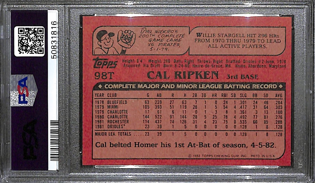 1982 Topps Traded Complete Set w/ PSA 9 Cal Ripken Jr. Rookie Card
