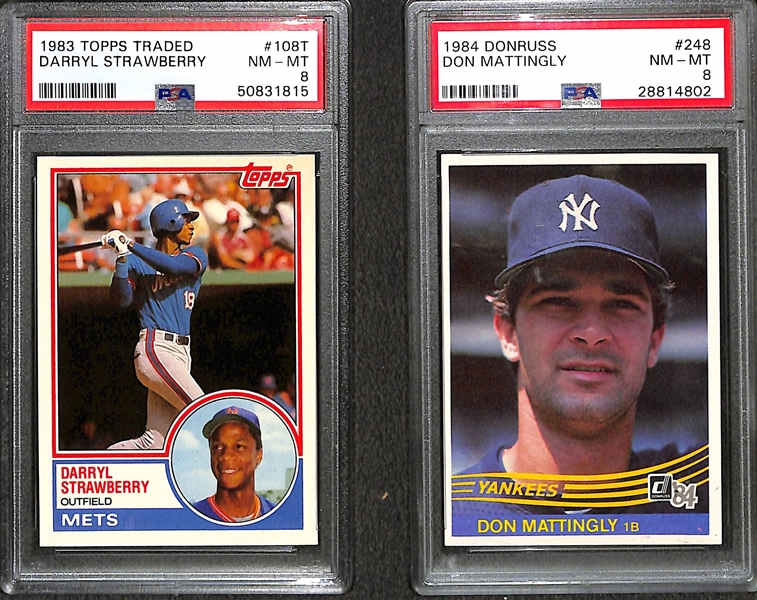 1983 Topps Baseball Traded Set w. PSA 8 Darryl Strawberry & 1984 Donruss Complete Set w. Mattingly PSA 8