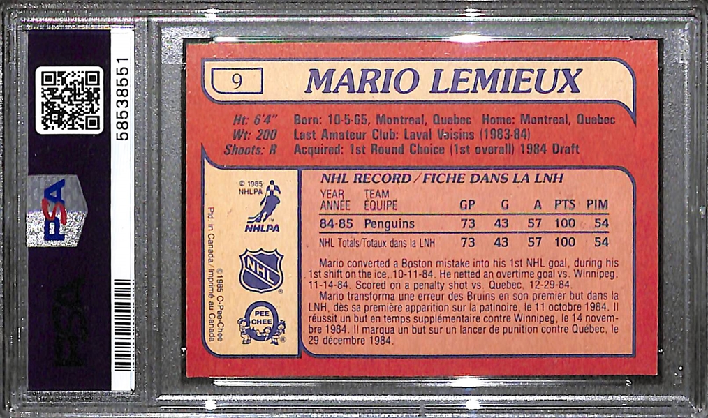 1985-86 O-Pee-Chee Hockey Complete Set w. Mario Lemieux Rookie Graded PSA 6