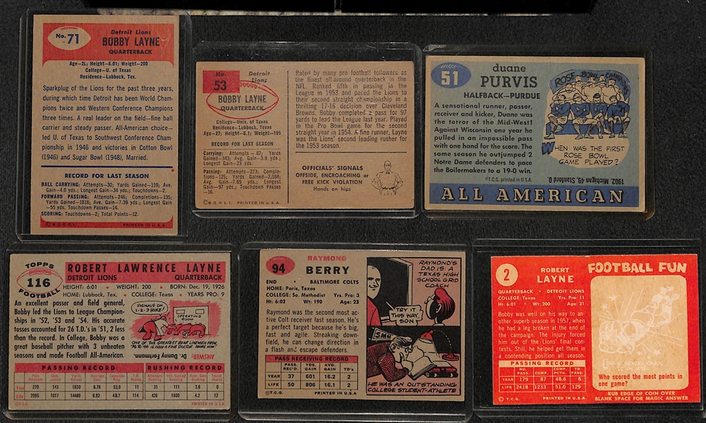 (51) 1954-1958 Bowman & Topps Football Cards w. 1954 Bobby Layne 