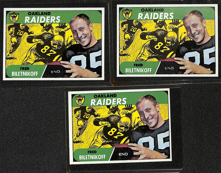 Lot of (68) 1968 Topps Football Cards w. Fred Biletnikoff x3