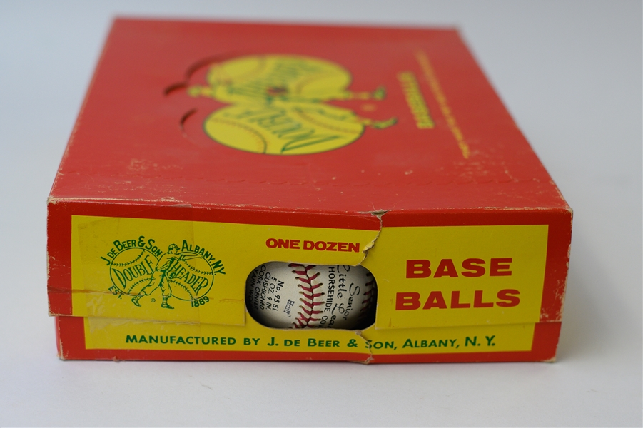 Vintage 1950s J Debeer & Son Double Header Baseball Little League Sealed 12 Ball Case