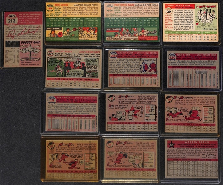 (105) 1953-1958 Topps Baseball Cards w. 1954 Richie Ashburn