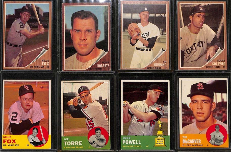 Lot of (90) 1962-1963 Topps Baseball Cards w. Nellie Fox