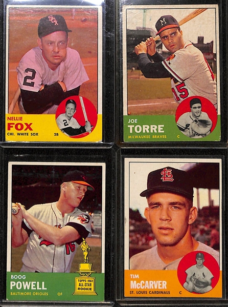 Lot of (90) 1962-1963 Topps Baseball Cards w. Nellie Fox