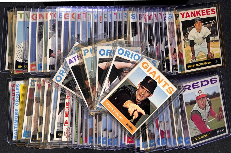  Lot of (67) 1964 Assorted Topps Baseball Cards w. Gaylord Perry