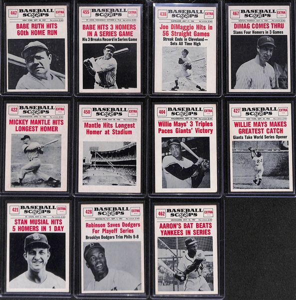 1961 Nu-Card Baseball Near Complete Set (Baseball Scoops Cards) - 74 of 80 Cards - w. (2) Babe Ruth Cards