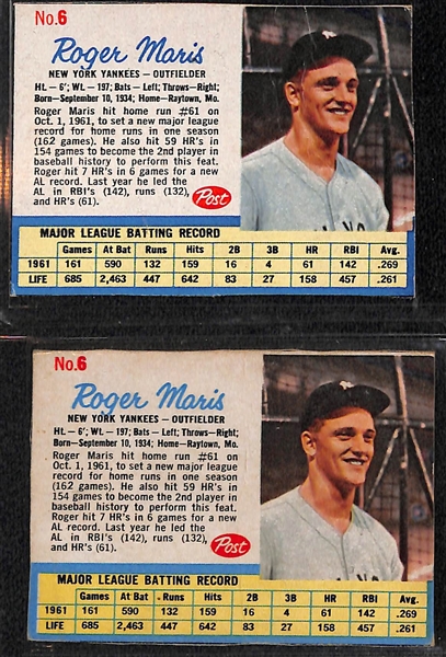   Lot of (150+) 1962 Post Cereal Cards w. Roger Maris x2 & Hank Aaron