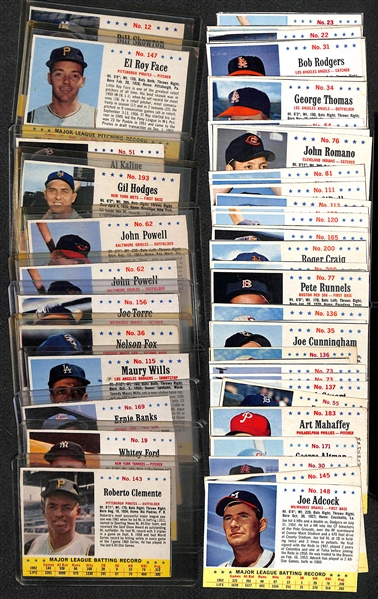  Lot of (50) 1963 Post Cereal & Jello Cards w. Post Maury Wills & Jello Roberto Clemente