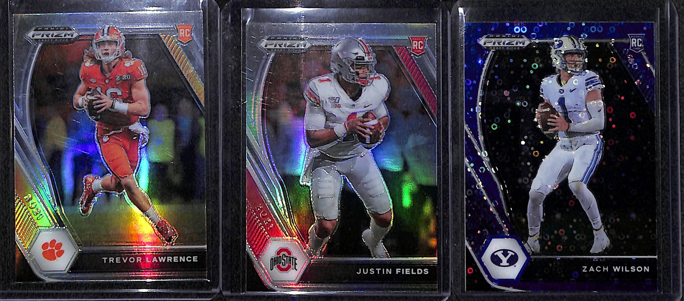 Lot of (3) 2021 Prizm Draft Football Rookie Prizms and Short Prints w. Lawrence, Fields and Wilson