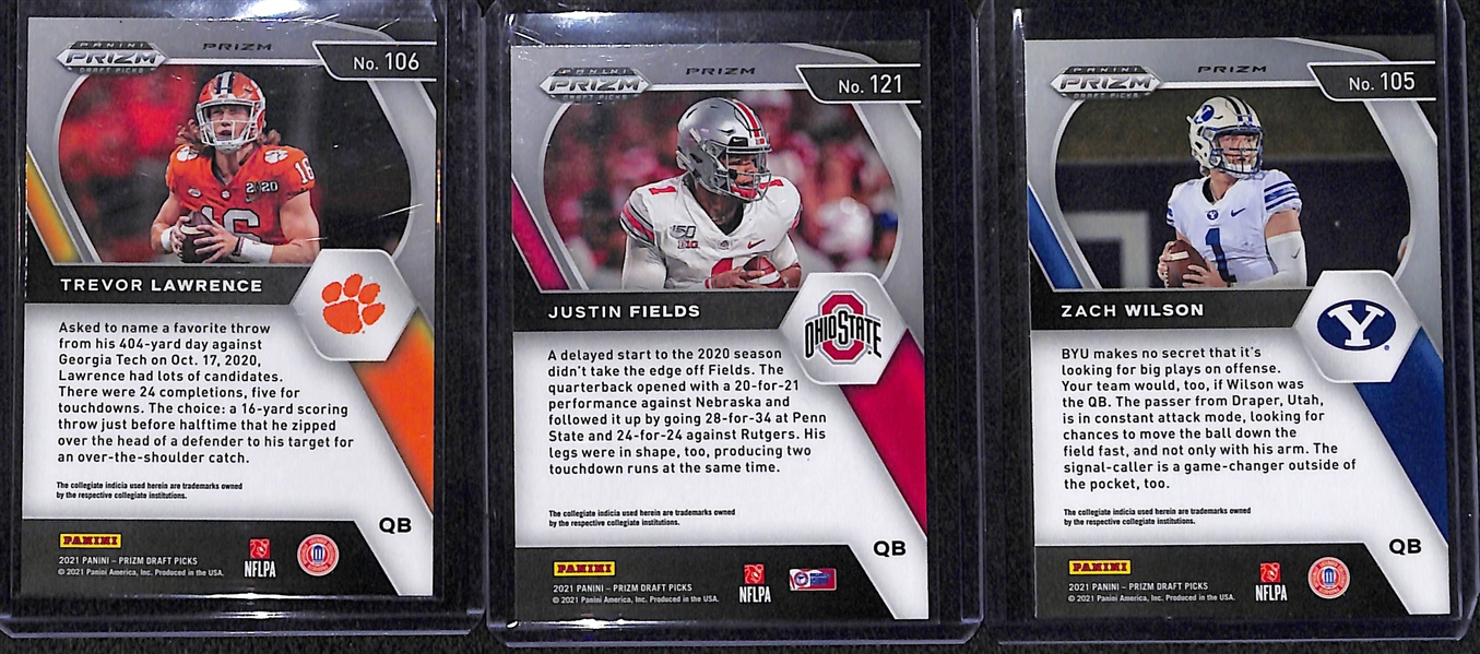 Lot of (3) 2021 Prizm Draft Football Rookie Prizms and Short Prints w. Lawrence, Fields and Wilson