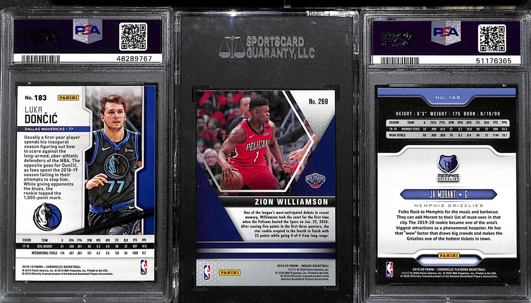 Lot of (3) 2018-20 Star Graded Basketball Rookies w. Luka Doncic, Zion and Morant
