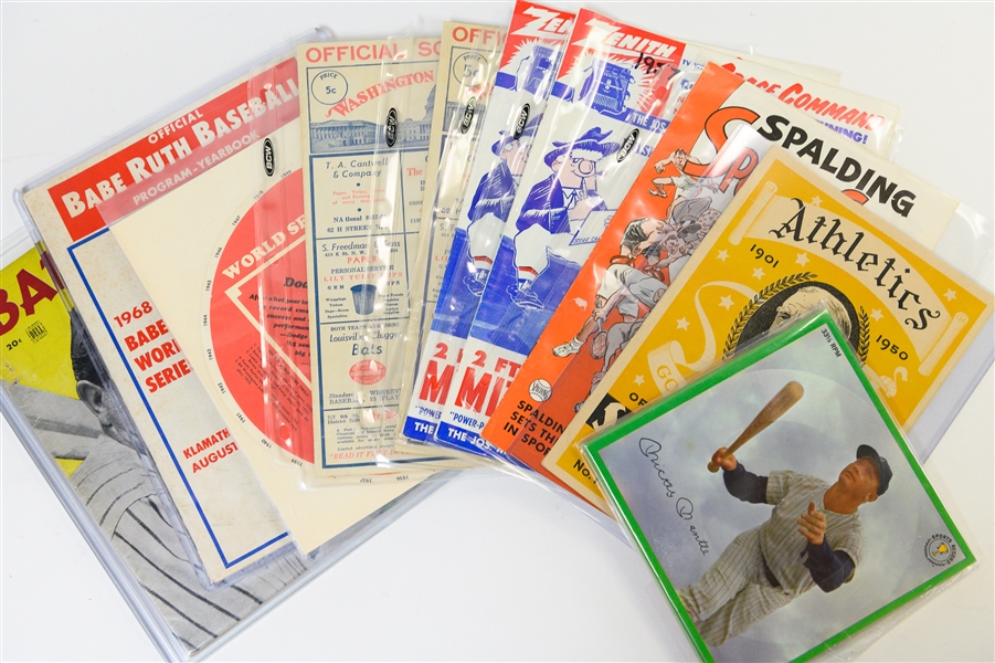 1964 Auravision Records Complete Set of 16 Records w. Mantle & Vintage Programs/Score Cards/Magazines
