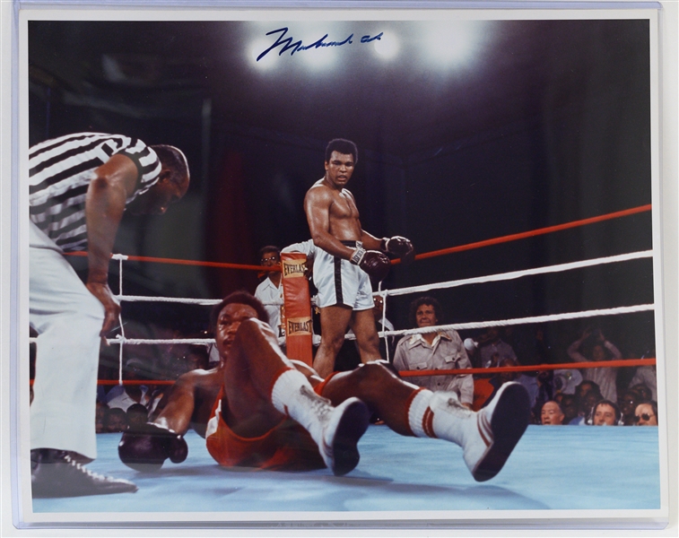 Muhammad Ali Signed 16x20 Photo (JSA Auction Letter of Authenticity) - Standing Over Joe Frazier