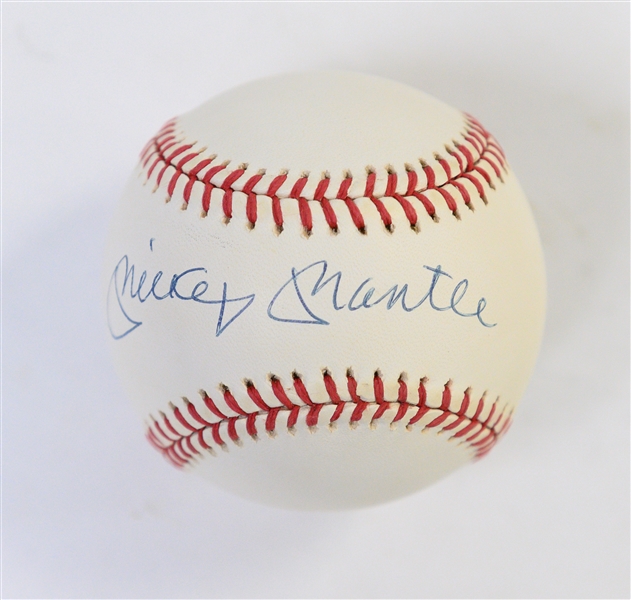 Mickey Mantle Single Signed OAL Rawlings Baseball PSA/DNA Grade 8.5 (Auto Grade 8, Baseball Grade 9)