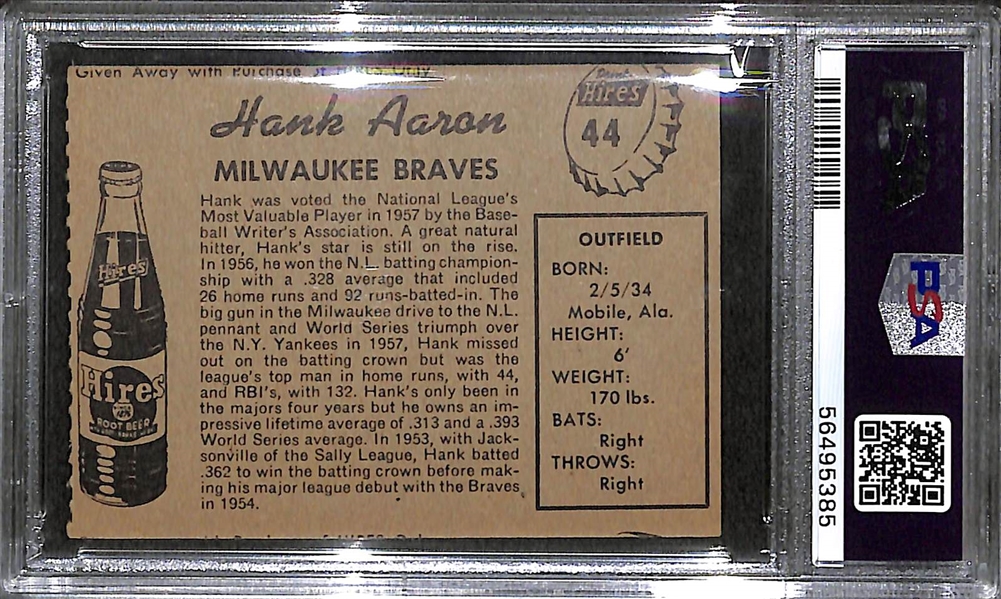 Rare 1958 Hires Root Beer Hank Aaron #44 (No Tab) Graded PSA 4(MC)