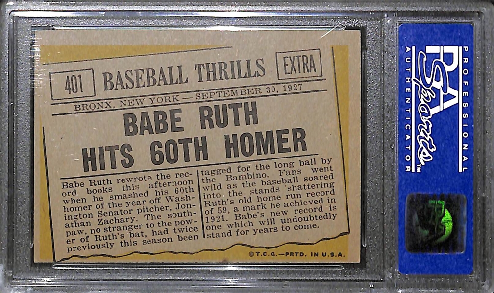 Pack Fresh 1961 Topps Babe Ruth #401 Graded PSA 7 NM