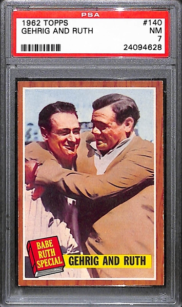 1962 Topps Lou Gehrig & Babe Ruth (Babe Ruth Special) #140 Graded PSA 7 NM