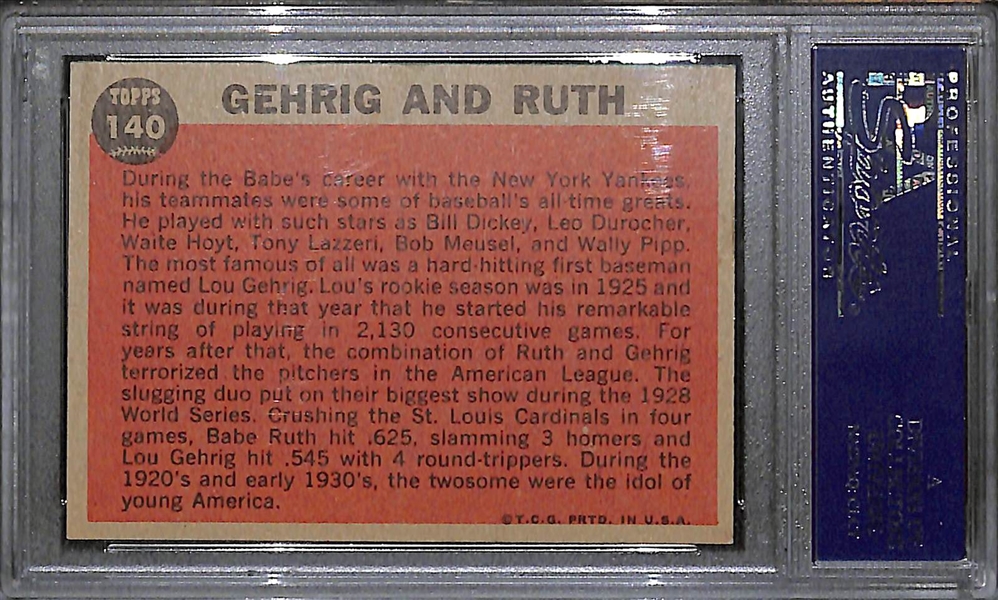 1962 Topps Lou Gehrig & Babe Ruth (Babe Ruth Special) #140 Graded PSA 7 NM