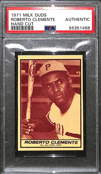 1971 Milk Duds Roberto Clemente Card Graded PSA Authentic (Hand Cut)