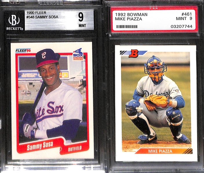 Lot of (12) Late 1980s and Early 90s Graded Baseball Rookies Inc. Thomas, Sosa, Piazza, Martinez, and more
