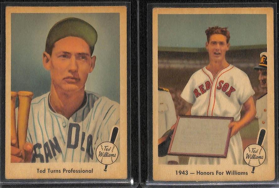  Lot of (36) 1959 Fleer Ted Williams Cards w. #68 Ted Signs Card
