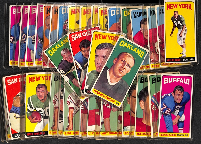Lot of (35) 1965 Topps Football Cards w. Biletnikoff Rookie Card