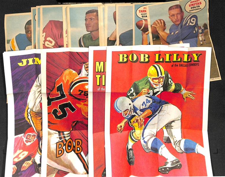  Lot of (50) 1968 & (12) 1970 Topps Insert Posters w. 1968 Johnny Unitas