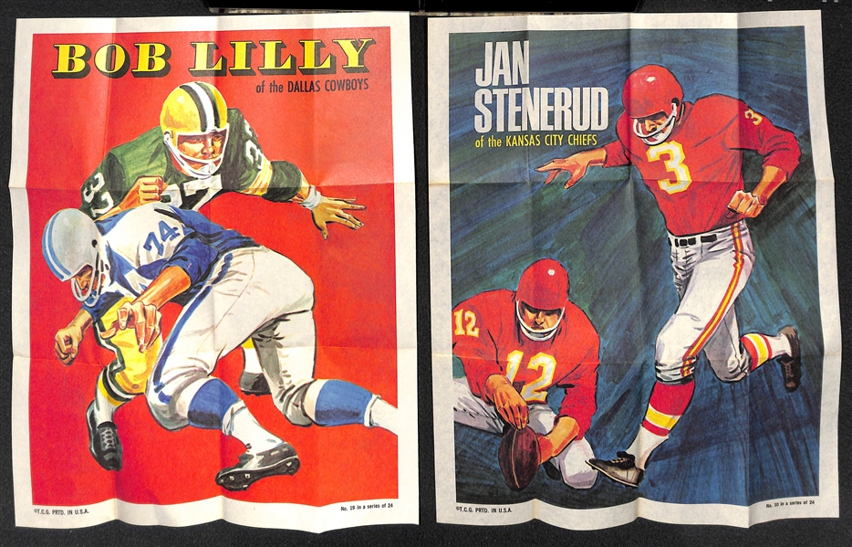  Lot of (50) 1968 & (12) 1970 Topps Insert Posters w. 1968 Johnny Unitas