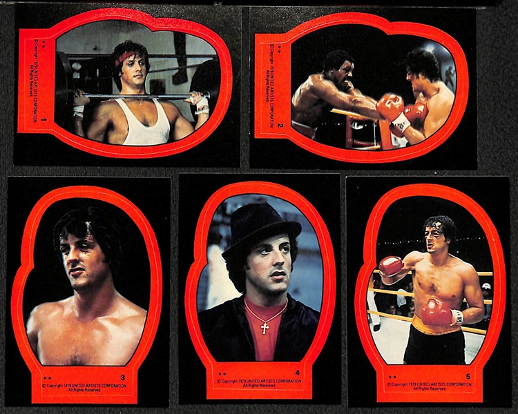  1973 Topps Kung Foo Complete Set of 60 Cards, 1985 Topps Rambo First Blood Complete Set w. Stickers & 1979 Rocky 22-Sticker Set