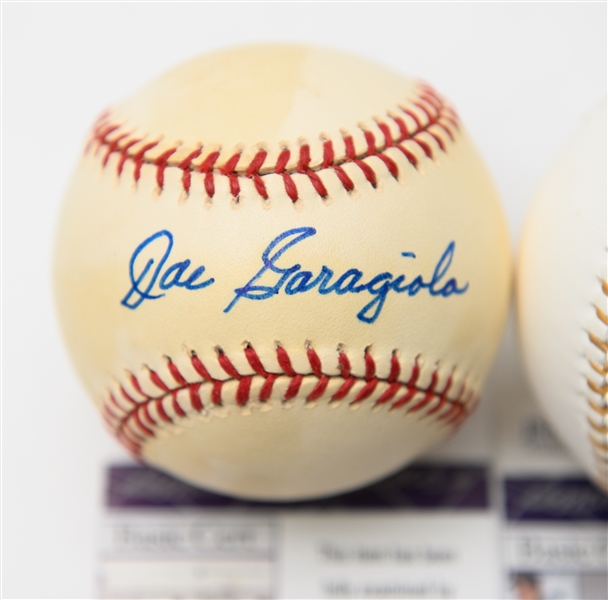 Lot of (4) Autographed Baseballs w. Torre, Carlton, Pepitone, Garagiola (JSA Authenticated)
