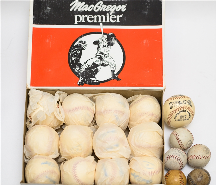 Vintage Baseball Lot Inc. S&K Official League, Cork Balls, Box of (12) MacGregor Premier 97 League