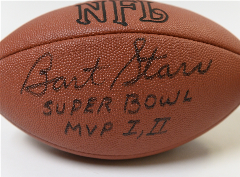 Lot of (2) Autographed Footballs - Bart Starr and Raymond Berry - Both w. Inscriptions (JSA Auction Letter)
