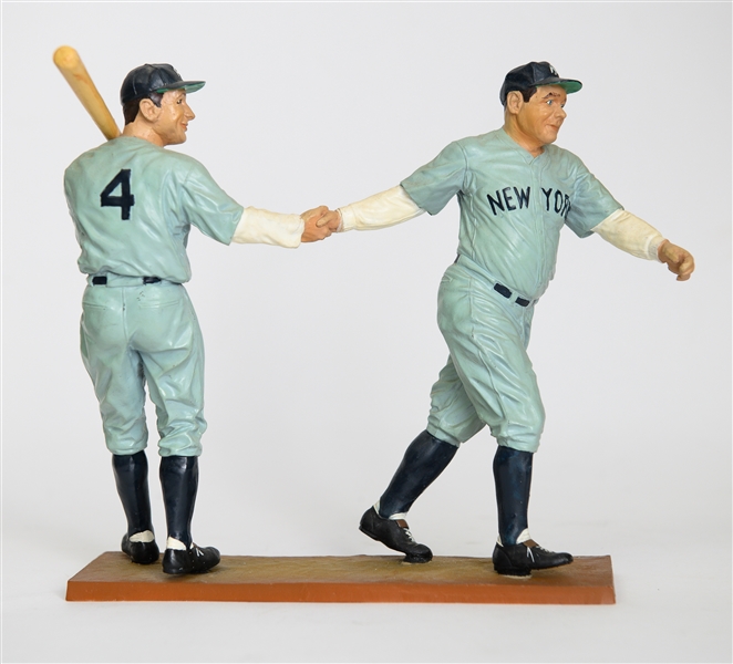 Lot of (2) Collectible Statues w. Joe DiMaggio and Babe Ruth/Lou Gehrig Limited Edition (Upper Deck and Salvino)