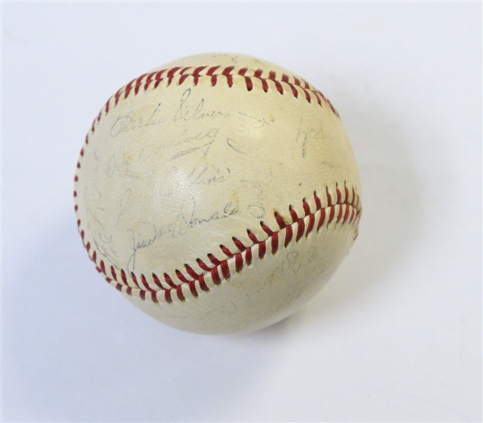 Lot of Vintage Baseball Memorabilia w. Ted Williams Fly Fishing Reel, 1951 Yankees Ball, Yogi Berra Sculpture, and more