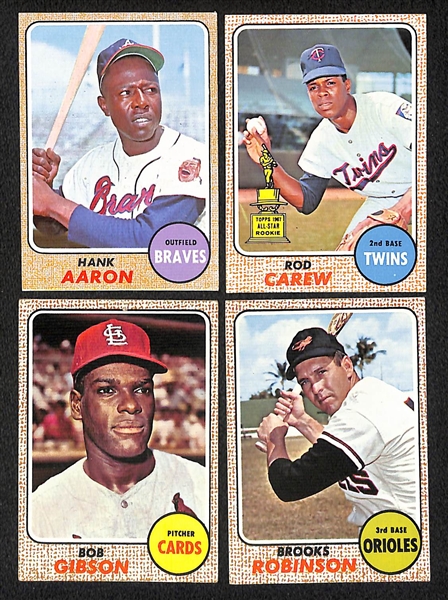  Lot of (150) Assorted 1968 Topps Baseball Cards w. Hank Aaron & (8) 1968 Topps Game Cards 