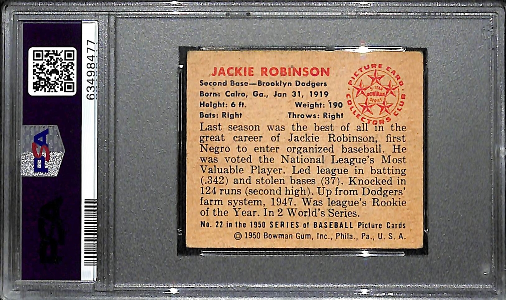 1950 Bowman Jackie Robinson #22 Graded PSA 1