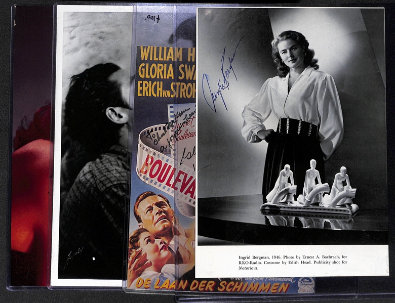 Star Actress Autograph Lot - Ingrid Bergman, Gloria Swanson, Janet Gaynor, Gene Tierney - JSA Auction Letter of Authenticity