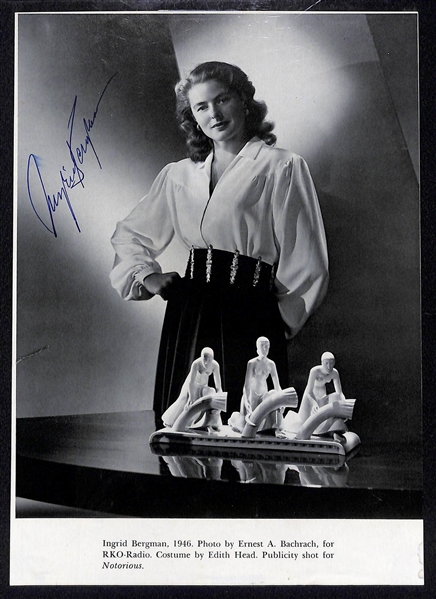 Star Actress Autograph Lot - Ingrid Bergman, Gloria Swanson, Janet Gaynor, Gene Tierney - JSA Auction Letter of Authenticity