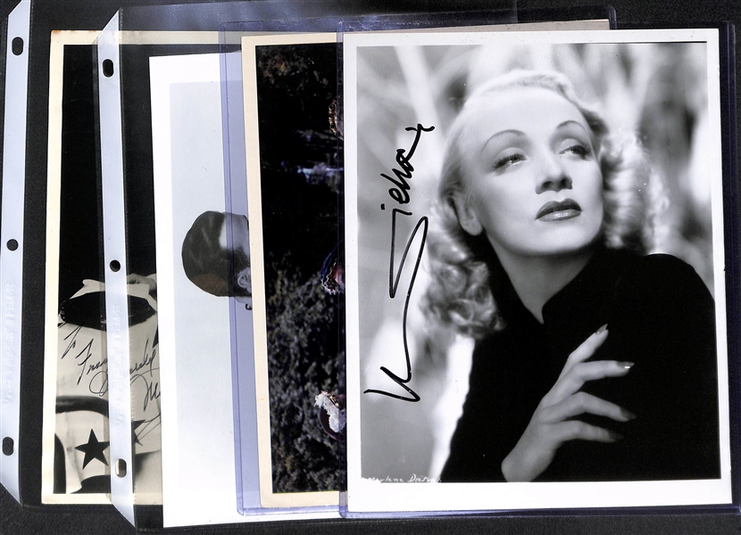 Star Actress Autograph Lot - (2) Marlene Dietrich, Lauren Bacall, Mae West (Creased) - JSA Auction Letter of Authenticity