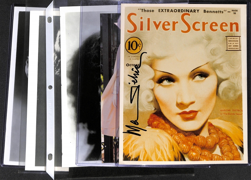 Star Actress/Actor Autograph Lot - Marlene Dietrich, Joan Collins, (2) Lilian Gish, Bette Davis/Paul Henreid)- JSA Auction Letter of Authenticity