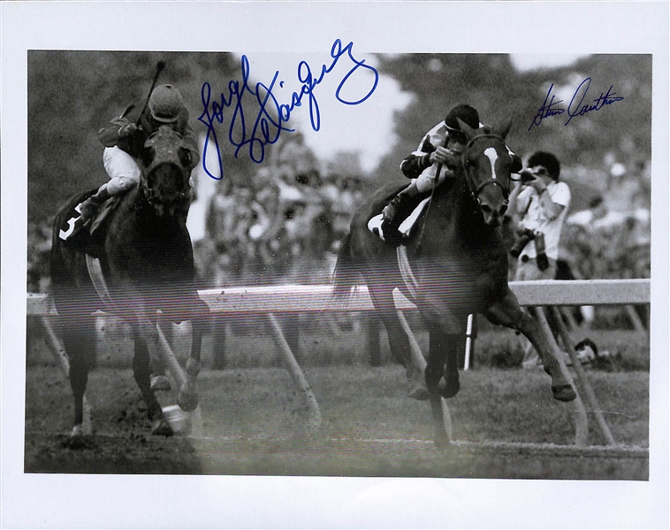 Lot of Signed Football 8x10 Photos - P. Simms, L. Taylor, F. Harris (creased), Cauthen/Jorge Velasquez (horse racing) - JSA Auction Letter 